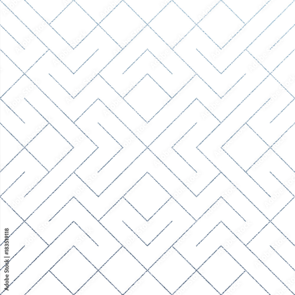 Poster Silver abstract geometric pattern background with glitter mesh texture. Vector seamless ornate geometry pattern of rhombus and metal lines for luxury silver ornate white backdrop design template
