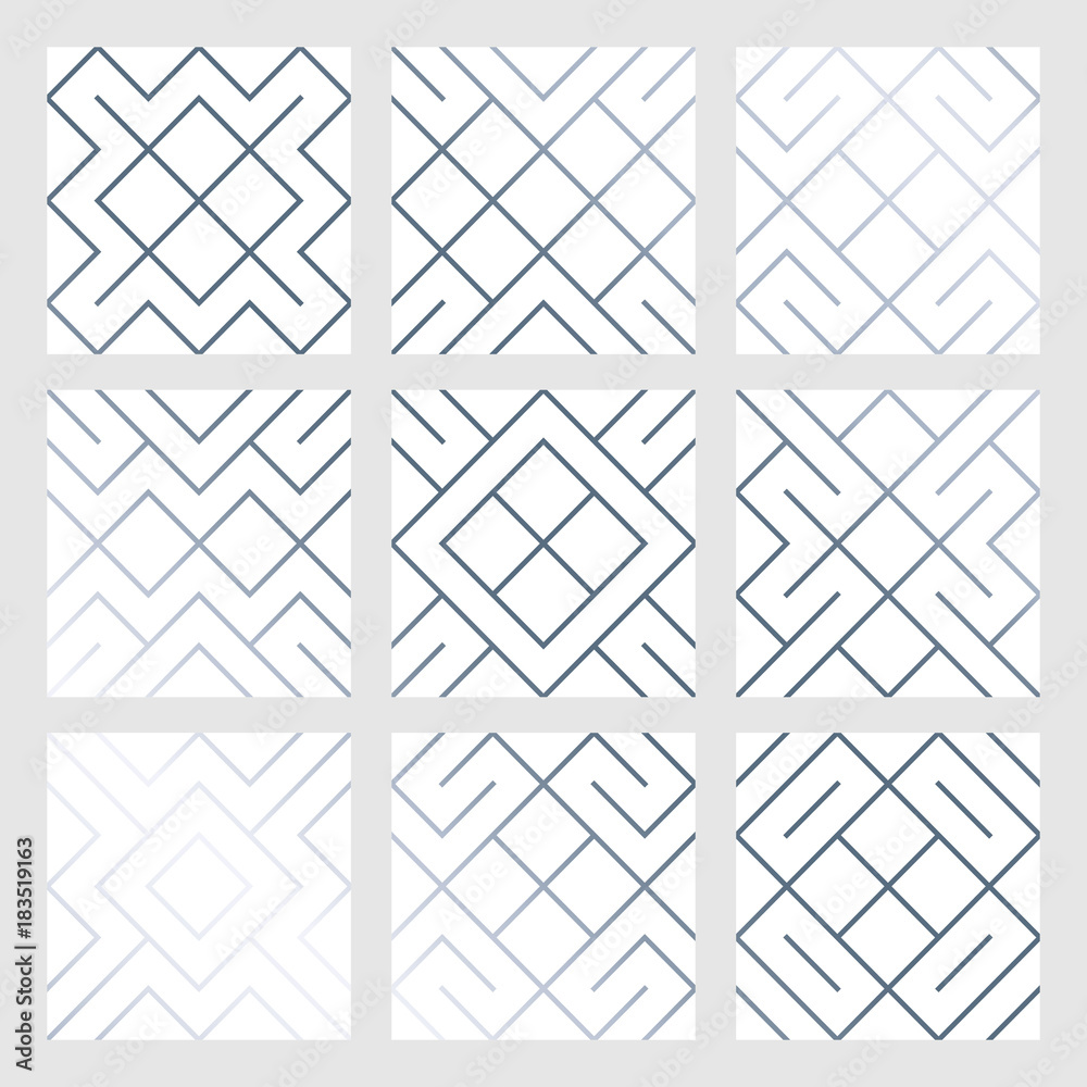 Poster Abstract geometric silver seamless pattern background with glitter lines texture. Vector ornate geometry pattern of rhombus and metal silver lines for luxury ornate white backdrop design template