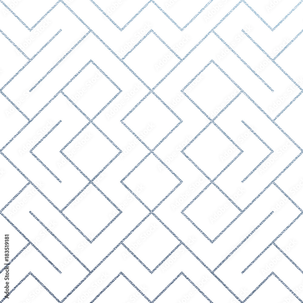 Poster Silver abstract geometric seamless pattern tile background with glittering mesh texture. Vector pattern of rhombus and metal line nodes for luxury silver geometry backdrop white design template