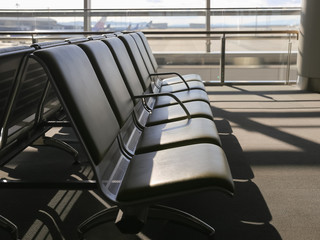Empty Seats In Departure Lounge Zone In The Airport