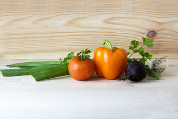 Vegetables on a wooden table