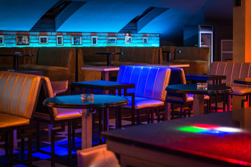 Seats in moern lounge bar or restaurant interior