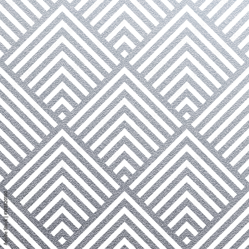 Poster Abstract geometric silver pattern background of square or triangle mesh ornament seamless tiles for modern design template. Vector geometry backdrop or silver glitter texture on white background