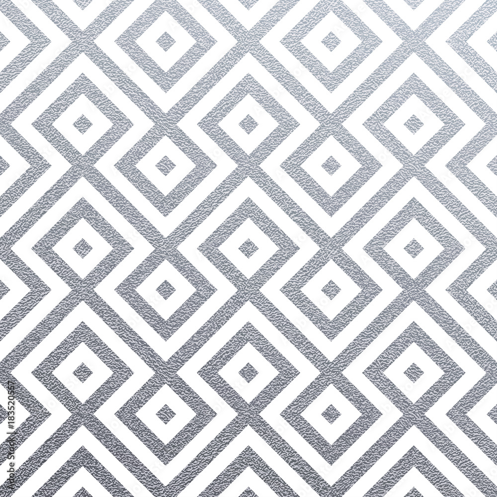 Poster geometric silver seamless pattern with glitter texture of abstract squares on white background. vect