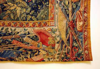 detail of a great historical tapestry, Bordeaux, Aquitaine, France