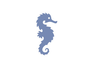 Seahorse silhouette isolated on white. Sea horse vector illustration