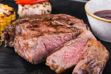 grilled beef steak with red pepper