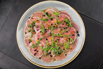 meal carpaccio with pepper