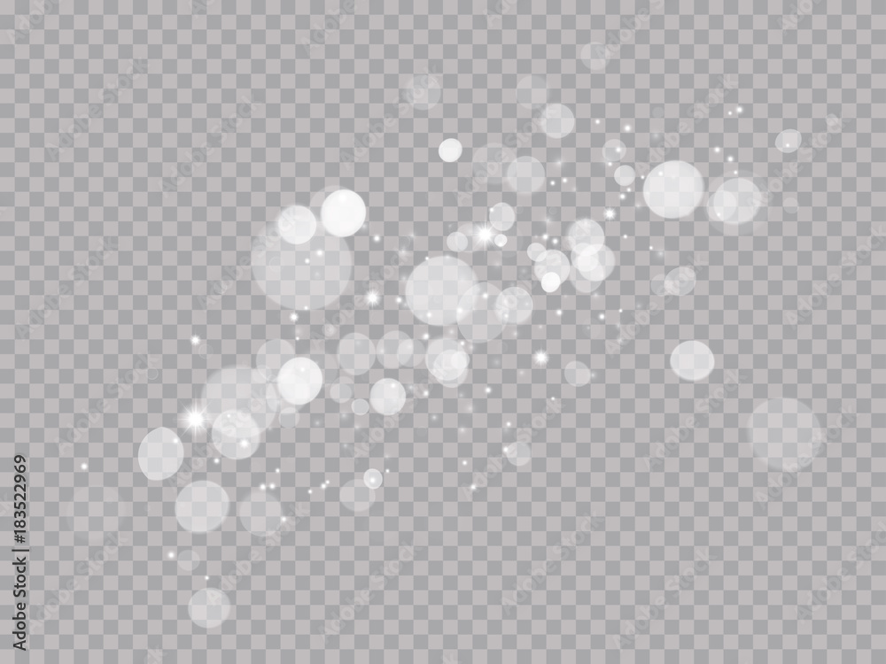 Aufkleber abstract light shine blur bokeh effect on white transparent background. vector lens flare spot light