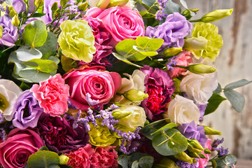 Composition with bouquet of flowers