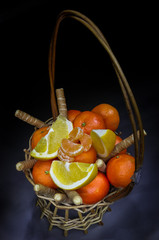 Gift basket of fruits for the holidays