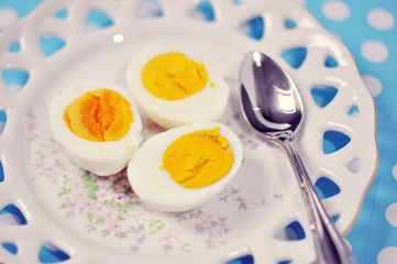 Sliced hard boiled egg