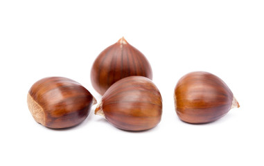 Tasty ripe chestnuts isolated on a white background