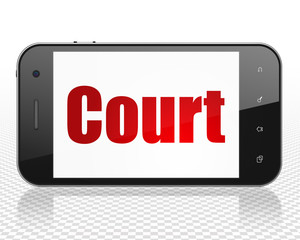 Law concept: Smartphone with red text Court on display, 3D rendering