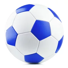 Papier Peint photo Lavable Sports de balle Ballon de soccer en cuir isolé sur fond blanc