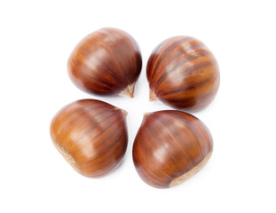 Tasty ripe chestnuts isolated on a white background