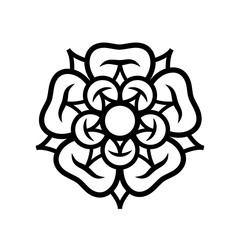 Rose (Queen of flowers). Flower from The Garden of Eden; Paradise flower. The symbol of love and passion, beauty and perfection; also heraldic emblem. - obrazy, fototapety, plakaty