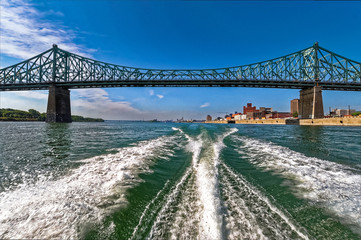 Montreal Jacques-Cartier Bridge from a boat