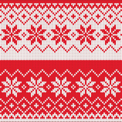 Merry Christmas wool knitted sweater background vector illustration, Christmas and holiday card design template