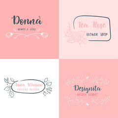 Vector set of handdrawn floral logos.
