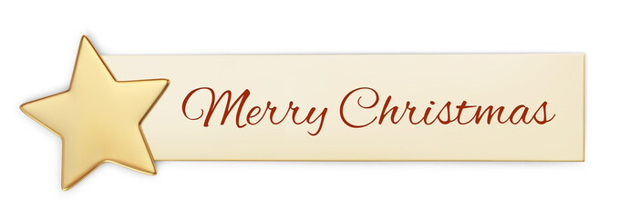 Gift card banner with gold star - Merry Christmas