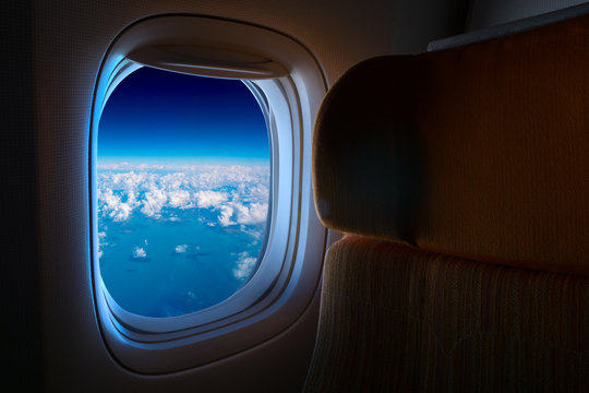 View looking from the airplane's window. Image save path at the window.