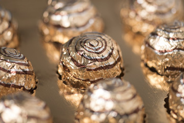 Box of sweet round chocolate candies