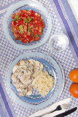 Pork beef stroganoff with mushrooms