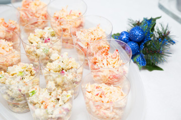 portioned salads. Appetizer Christmas decorations