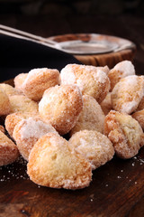 German donuts.  berliner with jam and icing sugar.