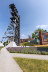 Katowice in Poland / Industrial landscape the old mine shaft