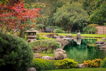Bright Colors in Holland Park's Japanese Kyoto Garden. A place of serenity in the busy city of...