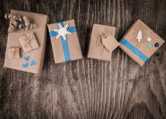Creatively decorated gift boxes mockup