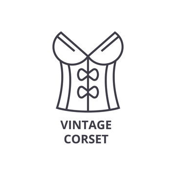 Vintage Corset Line Icon, Outline Sign, Linear Symbol, Flat Vector Illustration