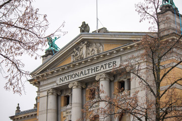 Fototapeta na wymiar Entrance to the National theatre in Oslo, Norway