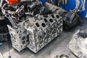 disassembled car engine