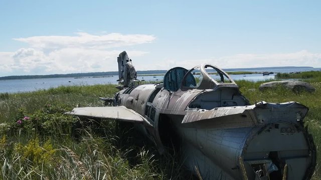 Military plane crashed on shore of sea several years ago
