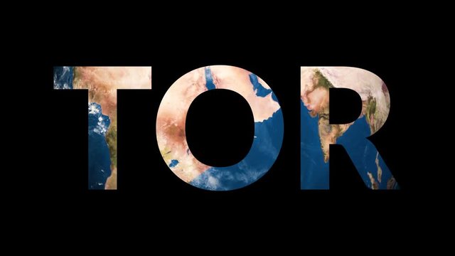 Text TOR revealing turning Earth globe