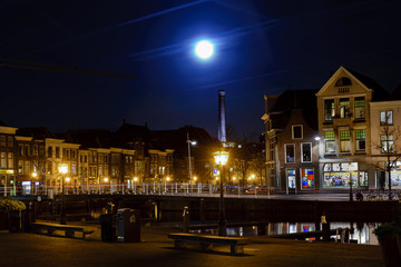 Big moon over the Leiden, Netherlands