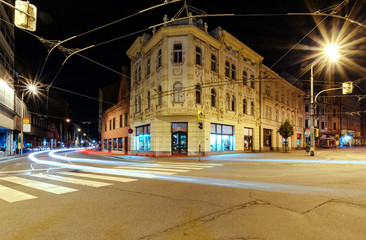 Fototapeta na wymiar The street in Ostrava. Night foto.