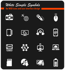 hi tech white icon set