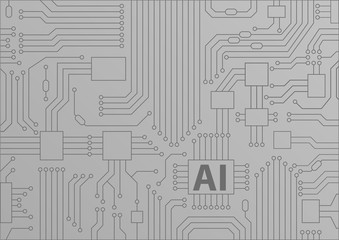 Artificial intelligence / AI concept as vector background with CPU / microchips