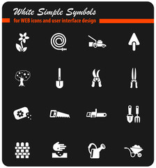 landscape design white icon set