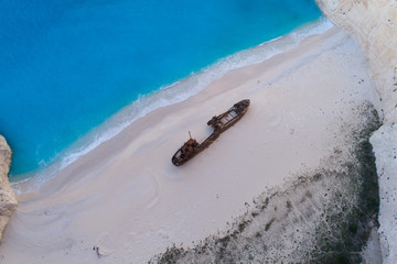Aerial view of Shipwreck Bay Navagio Beach, Zakynthos