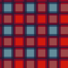 Seamless check fabric texture in vector. Red and grey colors.