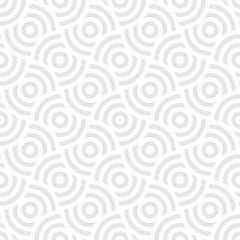 Seamless pattern background ornament of striped concentric circles. Retro mosaic of arches in grey and white. Vector design element.