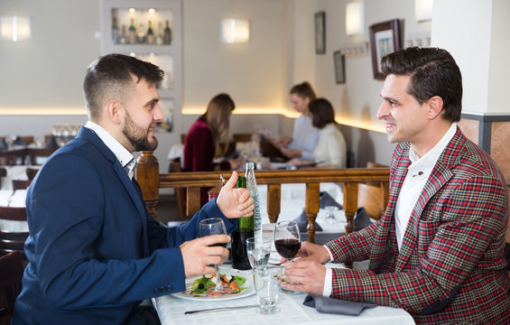 Two men at restaurant