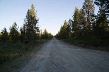 Fototapeta na wymiar Typical road in Lappland, Inari 