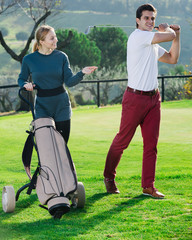 Obraz premium Golf partners playing together