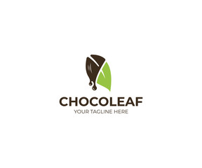 Chocolate Leaf Logo Template. Confectionery Vector Design. Cookery Illustration